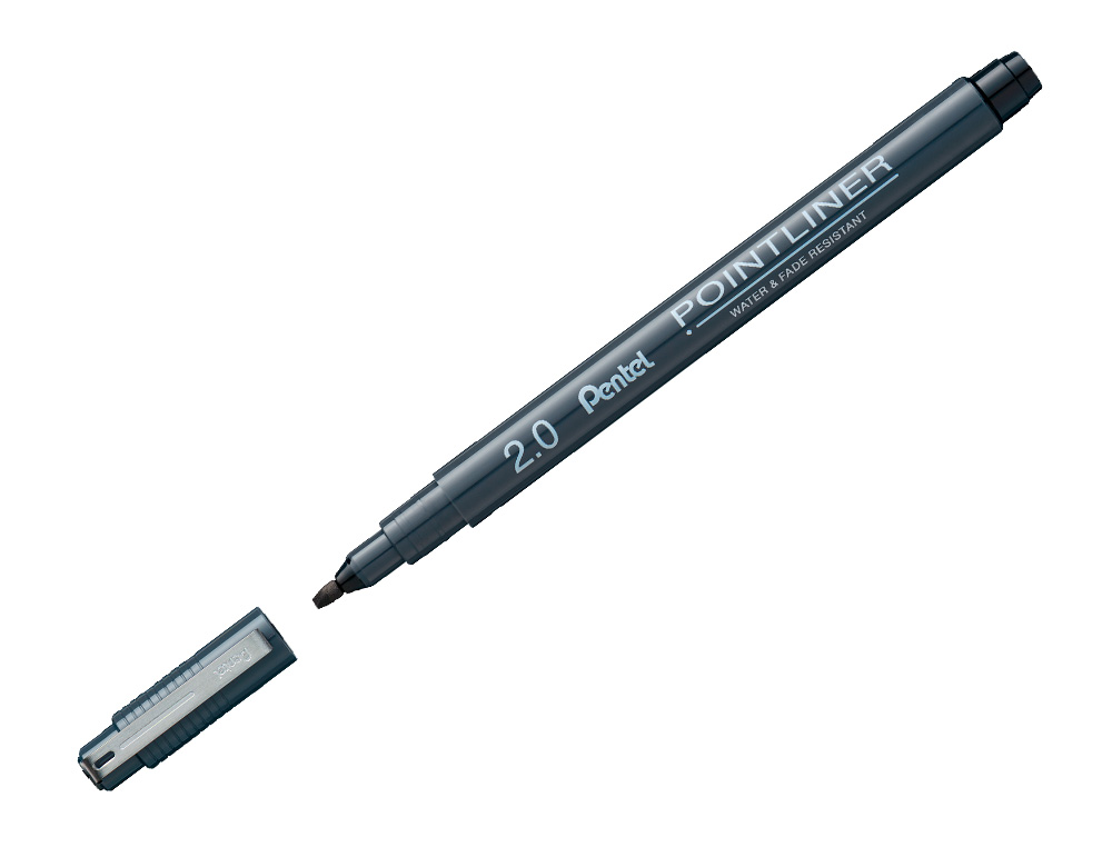 MARCADOR PENTEL POINTLINER PARA CALIGRAFIA COM TINTA PIGMENTADA COR PRETO PONTA DE 2 MM