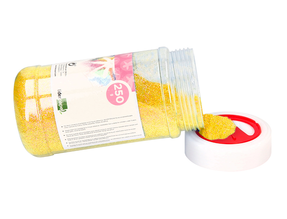 PURPURINA LIDERPAPEL FANTASIA COR AMARELO PASTEL METALIZADO FRASCO DE 250 GR