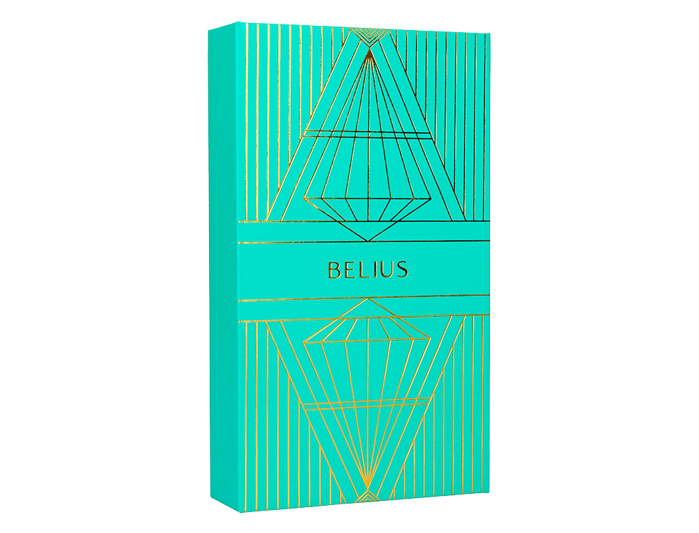 ESFEROGRAFICA E ESTOJO BELIUS SOIREE DESENHO ART DECO TURQUESA E DOURADO TINTA AZUL CAIXA DESIGN