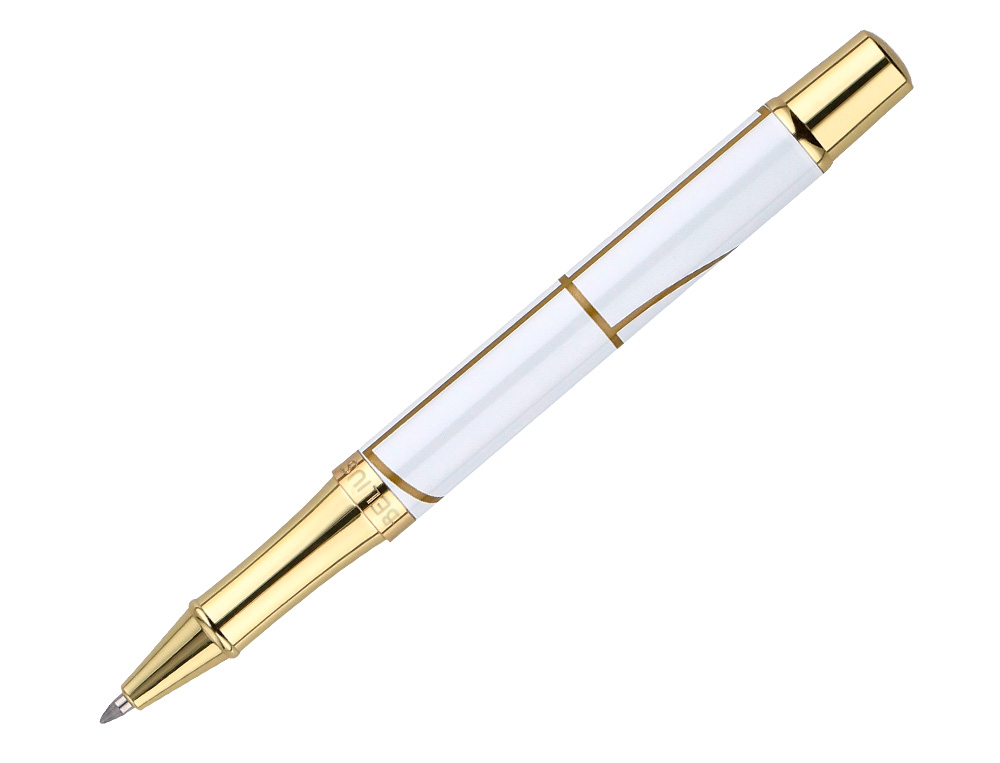 ROLLER BELIUS CARTE BLANCHE DESENHO BRANCO E DOURADO TINTA PRETA CAIXA DESIGN