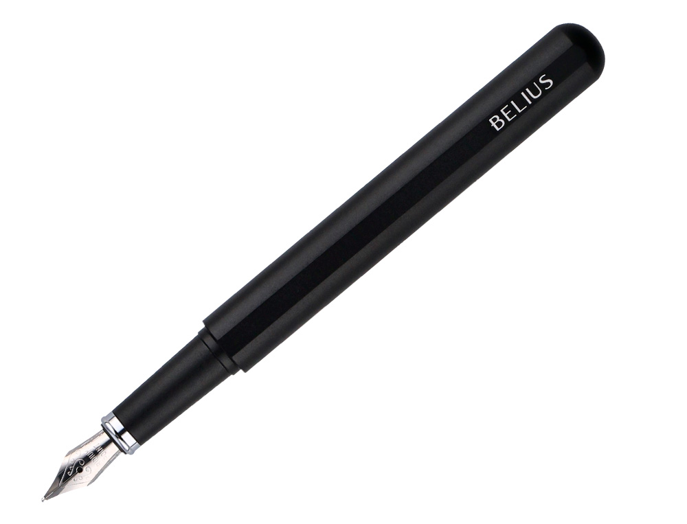 CANETA E BOLSA EM IMITACAO PELE BELIUS SPACE B DESENHO MINIMALISTA PRETO TINTA AZUL CAIXA DESIGN