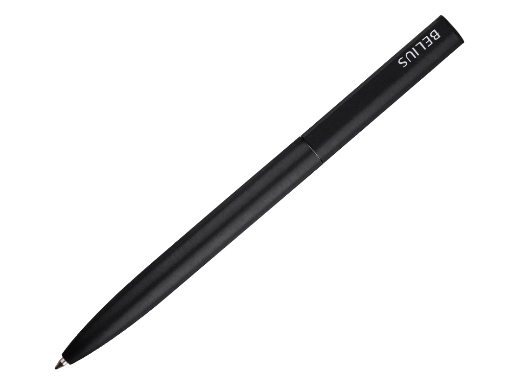 ESFEROGRAFICA BELIUS ROCKET B ALUMINIO DESENHO MINIMALISTA PRETO CAIXA CILINDRICA TINTA AZUL