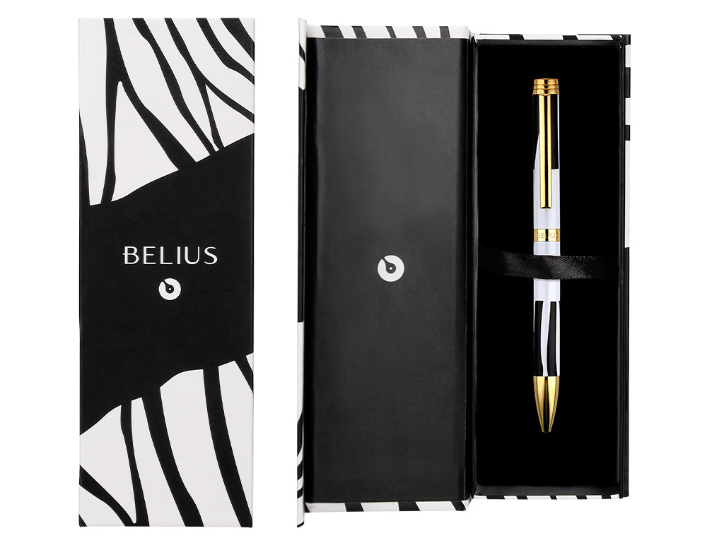 ESFEROGRAFICA BELIUS DUALITA CORPO BRANCO DESENHO PRETO TINTA AZUL CAIXA DESIGN