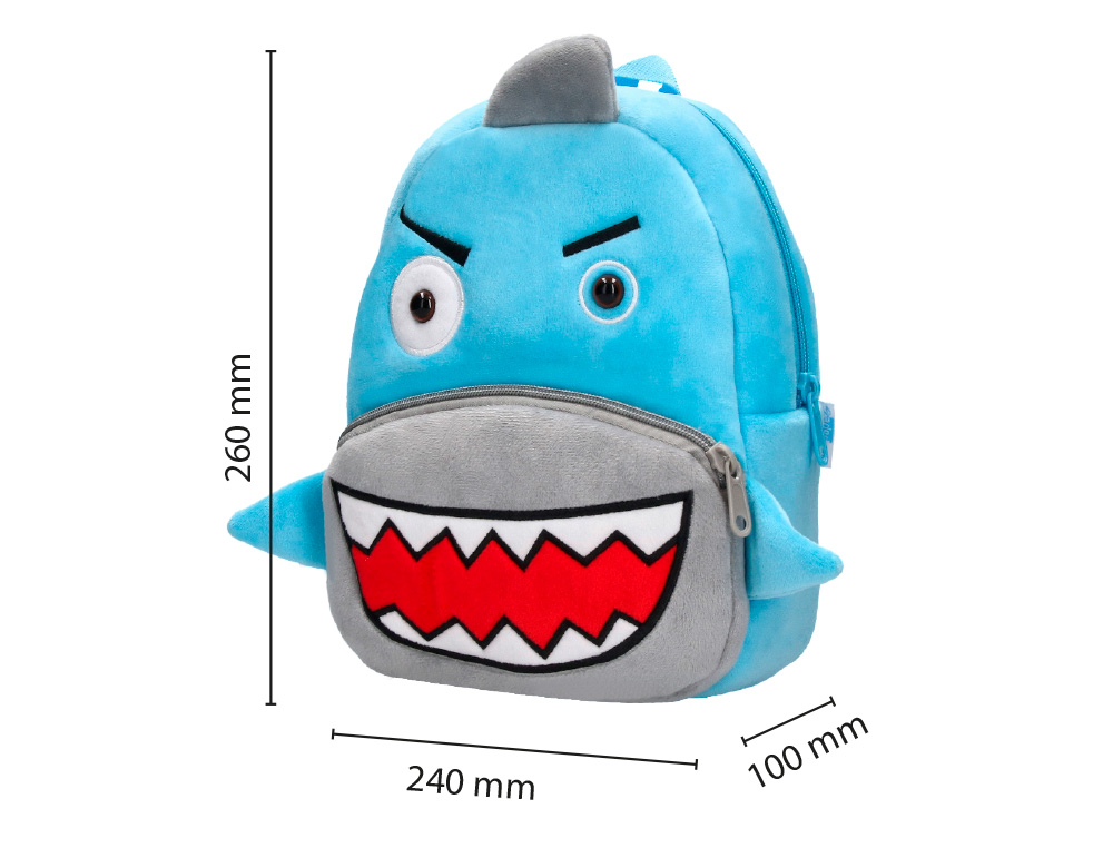 MOCHILA INFANTIL LIDERPAPEL TUBARAO PELUCHE 260X100X240 MM
