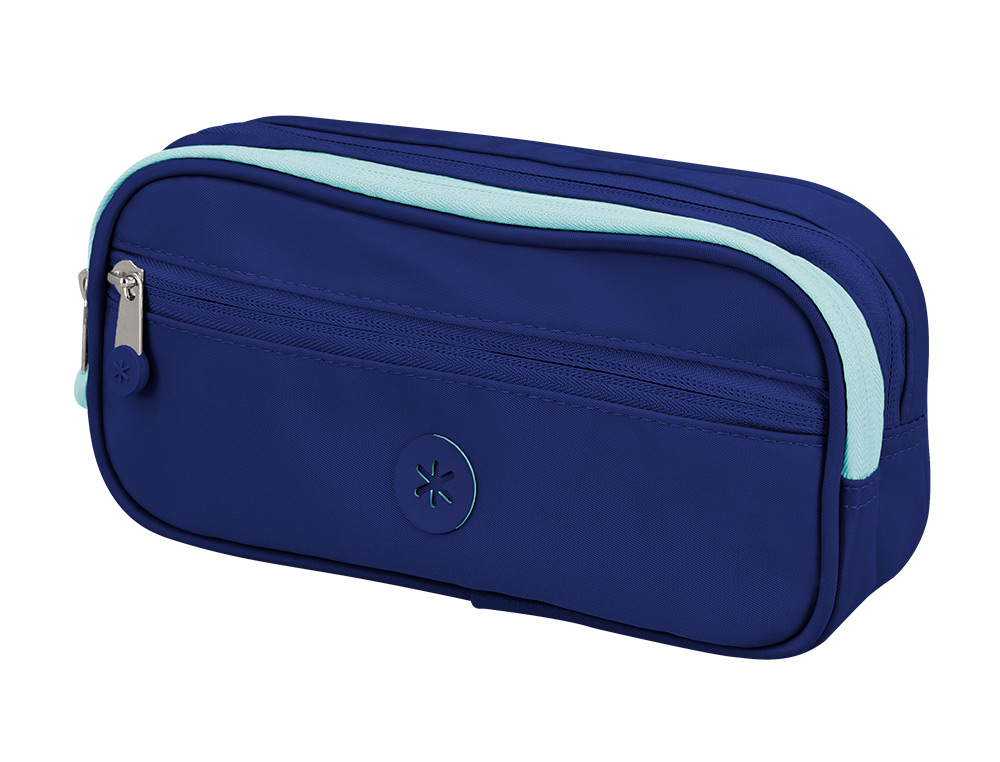ESTOJO ESCOLAR ANTARTIK 3 COMPARTIMENTOS COMPLEMENTO DA MOCHILA COR AZUL 100X60X220 MM