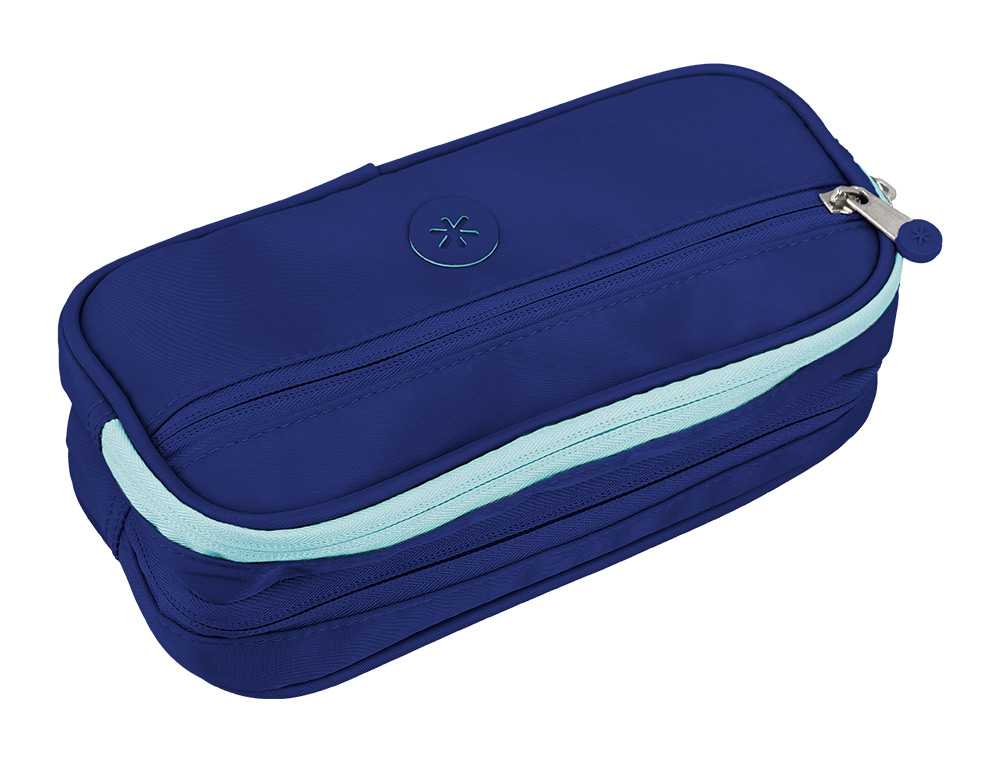 ESTOJO ESCOLAR ANTARTIK 3 COMPARTIMENTOS COMPLEMENTO DA MOCHILA COR AZUL 100X60X220 MM