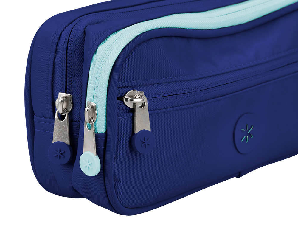 ESTOJO ESCOLAR ANTARTIK 3 COMPARTIMENTOS COMPLEMENTO DA MOCHILA COR AZUL 100X60X220 MM