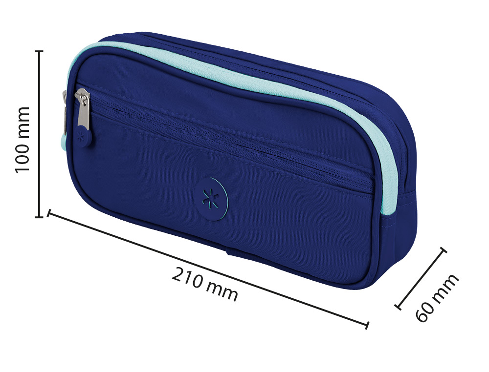 ESTOJO ESCOLAR ANTARTIK 3 COMPARTIMENTOS COMPLEMENTO DA MOCHILA COR AZUL 100X60X220 MM