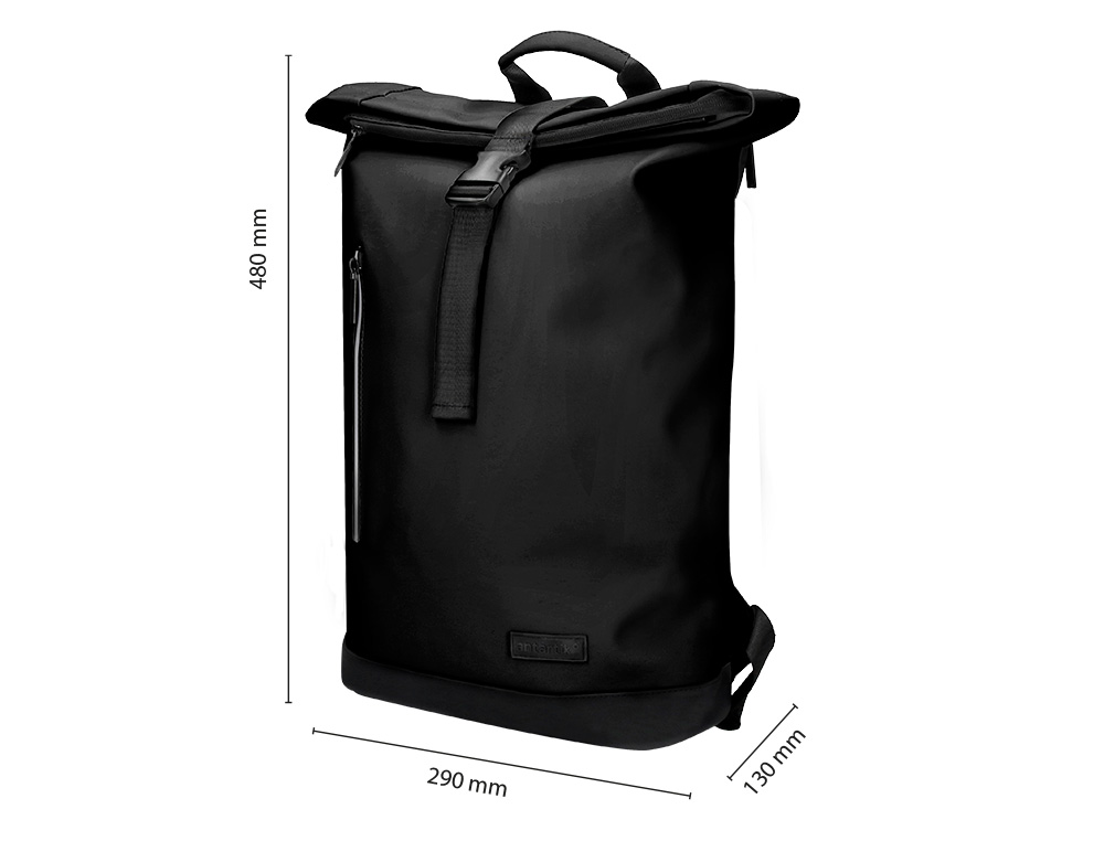 MOCHILA ANTARTIK WATERPROOF ENROLAVEL DESIGN CASUAL COR PRETO 480X130X280 MM
