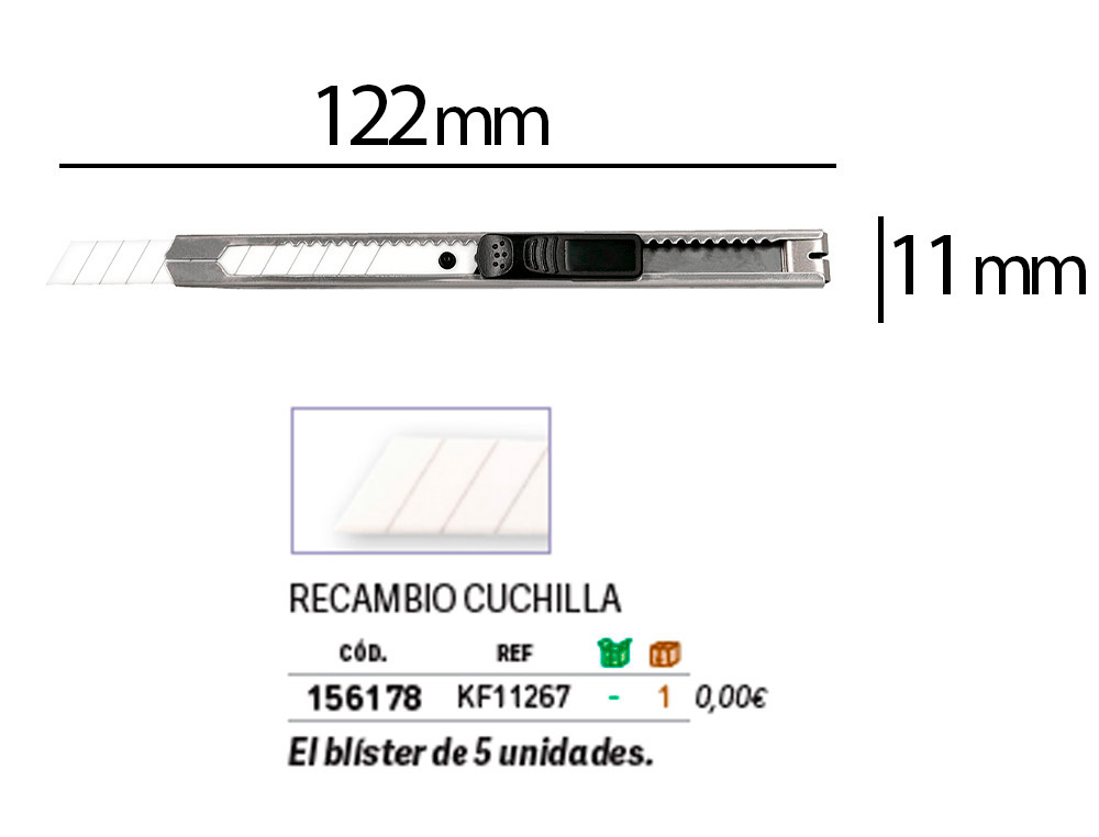 X-ATO METALICO Q-CONNECT XD-C18 LAMINA ESTREITA DE CERAMICA 122X10X4 MM