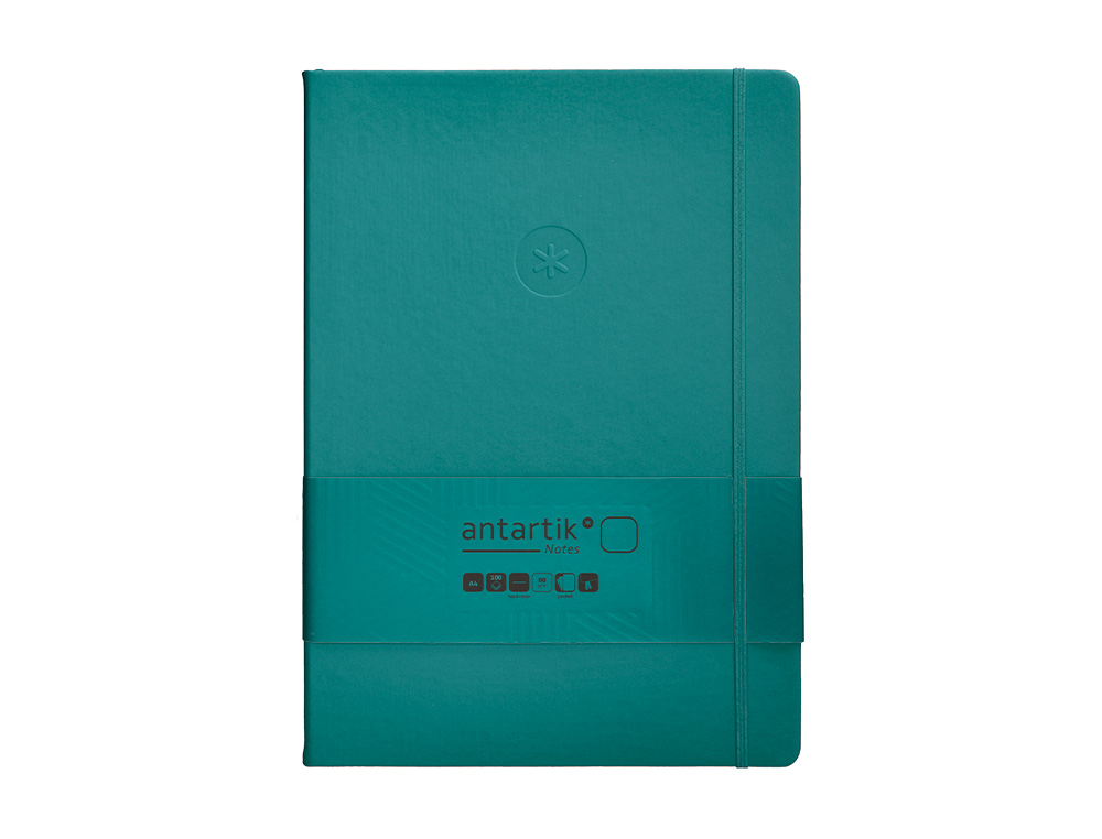 CADERNO COM ELASTICO ANTARTIK NOTES CAPA DURA A4 LISO VERDE AGUA-MARINHA 100 FOLHAS 80 GR FSC