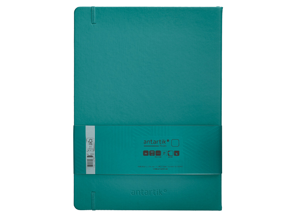 CADERNO COM ELASTICO ANTARTIK NOTES CAPA DURA A4 LISO VERDE AGUA-MARINHA 100 FOLHAS 80 GR FSC