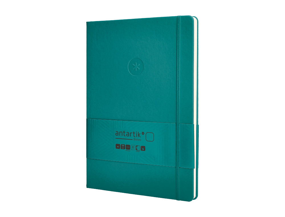 CADERNO COM ELASTICO ANTARTIK NOTES CAPA DURA A4 LISO VERDE AGUA-MARINHA 100 FOLHAS 80 GR FSC