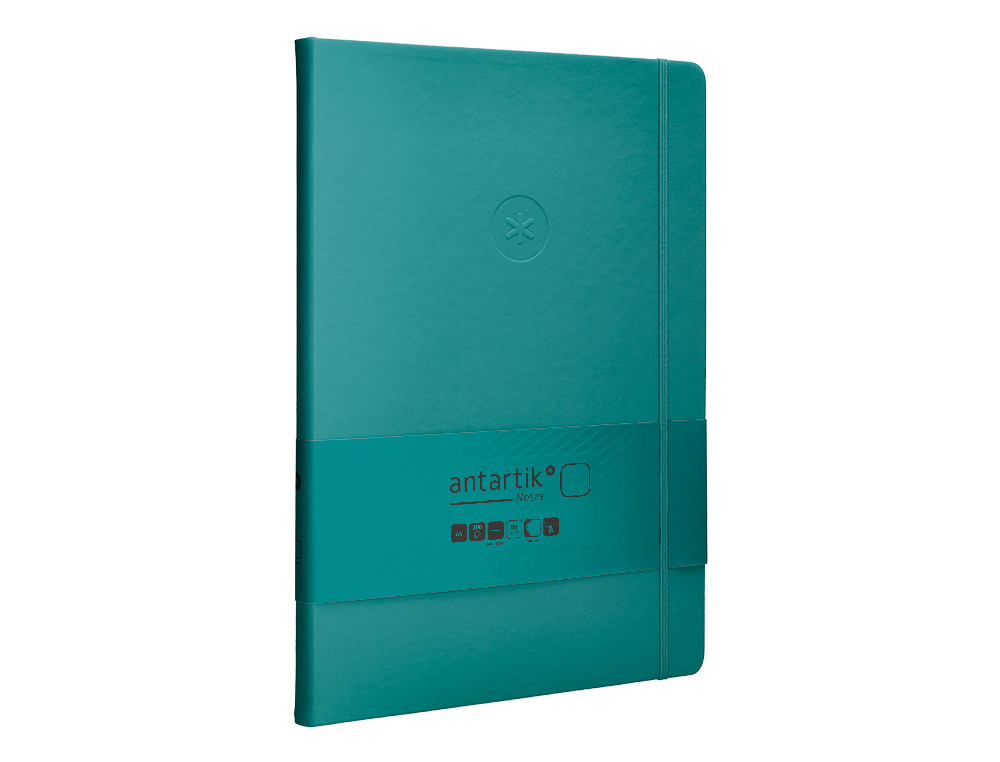 CADERNO COM ELASTICO ANTARTIK NOTES CAPA DURA A4 LISO VERDE AGUA-MARINHA 100 FOLHAS 80 GR FSC
