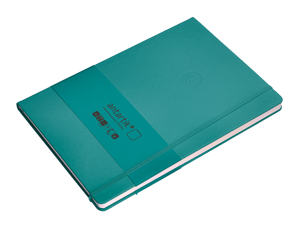 CADERNO COM ELASTICO ANTARTIK NOTES CAPA DURA A4 LISO VERDE AGUA-MARINHA 100 FOLHAS 80 GR FSC