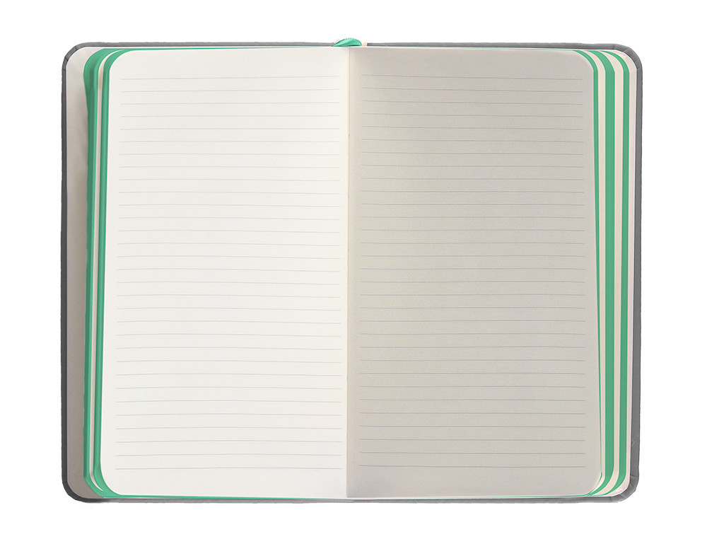 CADERNO COM ELASTICO ANTARTIK NOTES CAPA DURA A6 PAUTADO CINZA E TURQUESA 100 FOLHAS 80 GR FSC