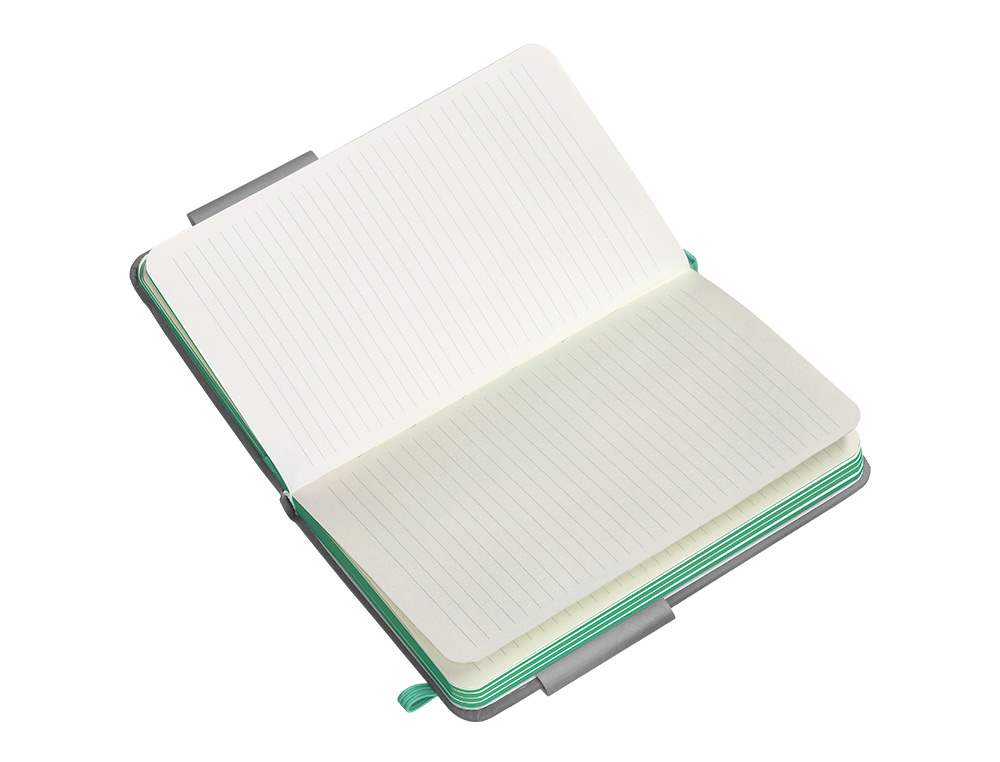 CADERNO COM ELASTICO ANTARTIK NOTES CAPA DURA A6 PAUTADO CINZA E TURQUESA 100 FOLHAS 80 GR FSC