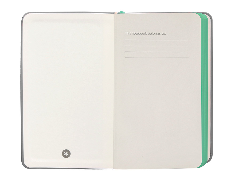 CADERNO COM ELASTICO ANTARTIK NOTES CAPA DURA A6 PAUTADO CINZA E TURQUESA 100 FOLHAS 80 GR FSC