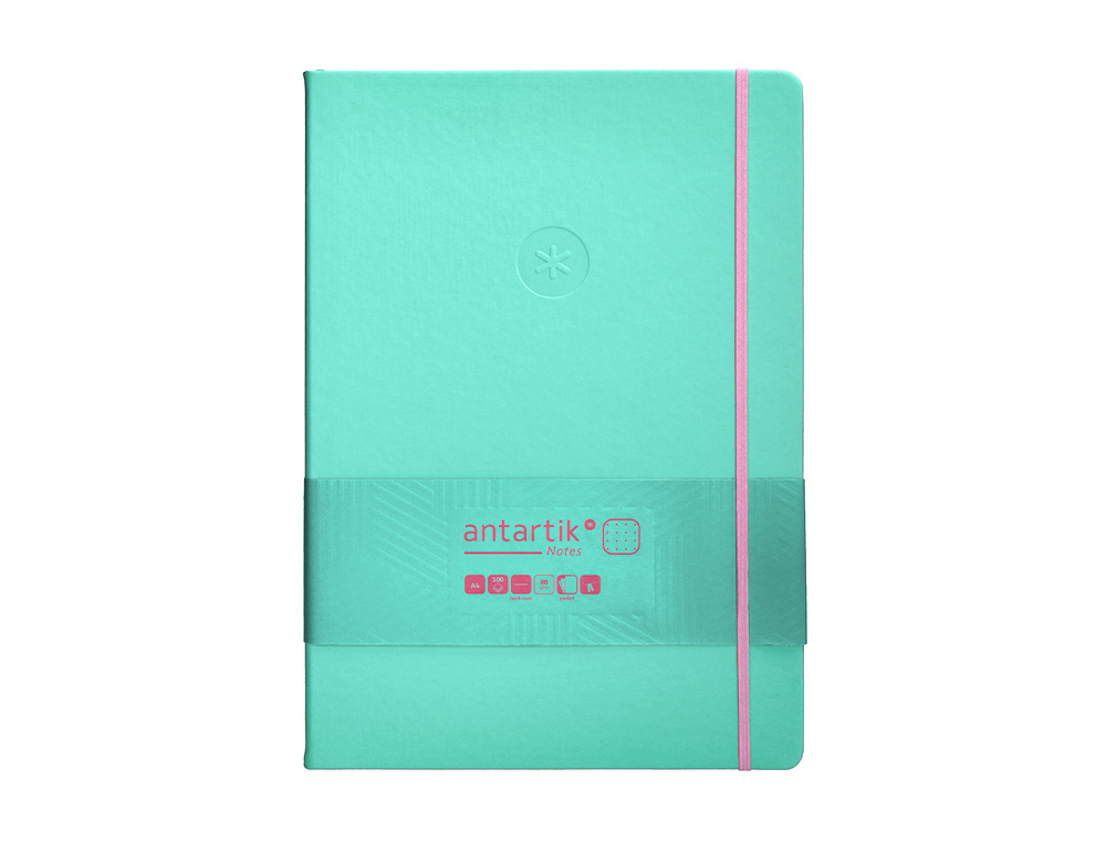 CADERNO COM ELASTICO ANTARTIK NOTES CAPA DURA A4 PONTILHADO ROSA E TURQUESA 100 FOLHAS 80 GR FSC