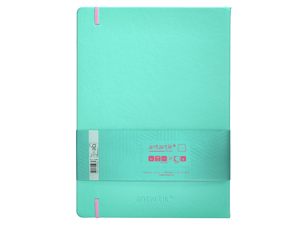 CADERNO COM ELASTICO ANTARTIK NOTES CAPA DURA A4 PONTILHADO ROSA E TURQUESA 100 FOLHAS 80 GR FSC