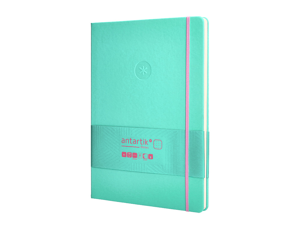 CADERNO COM ELASTICO ANTARTIK NOTES CAPA DURA A4 PONTILHADO ROSA E TURQUESA 100 FOLHAS 80 GR FSC