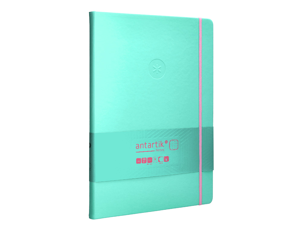 CADERNO COM ELASTICO ANTARTIK NOTES CAPA DURA A4 PONTILHADO ROSA E TURQUESA 100 FOLHAS 80 GR FSC