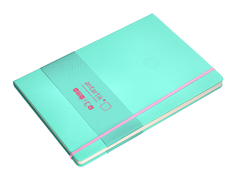 CADERNO COM ELASTICO ANTARTIK NOTES CAPA DURA A4 PONTILHADO ROSA E TURQUESA 100 FOLHAS 80 GR FSC