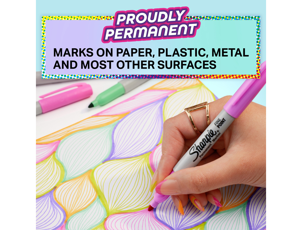 MARCADOR SHARPIE PERMANENTE FINO GLAM POP BLISTER DE 12 UNIDADES CORES SORTIDAS