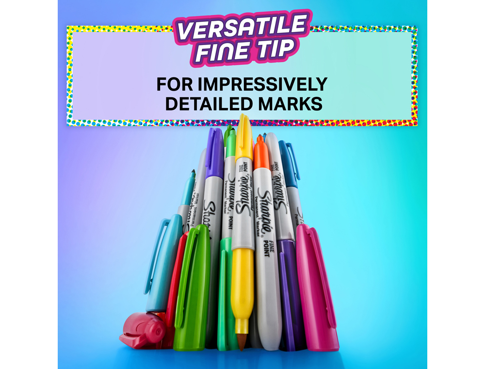 MARCADOR SHARPIE PERMANENTE FINO GLAM POP BLISTER DE 12 UNIDADES CORES SORTIDAS