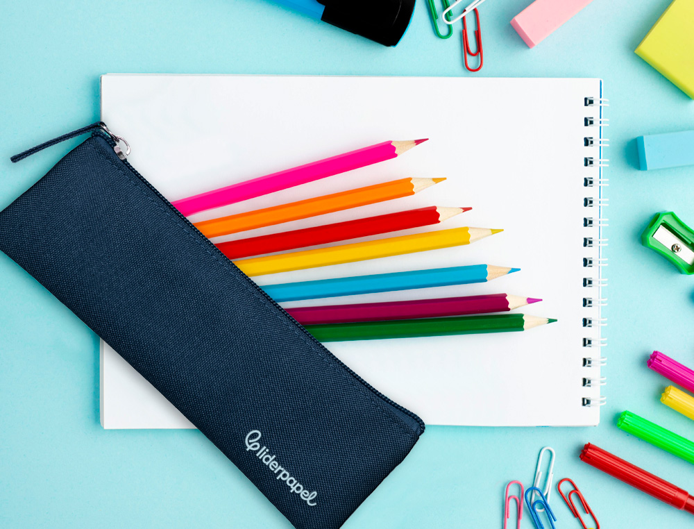 ESTOJO ESCOLAR LIDERPAPEL PLANO ESTREITO UM FECHO 200X60 MM AZUL MARINHO
