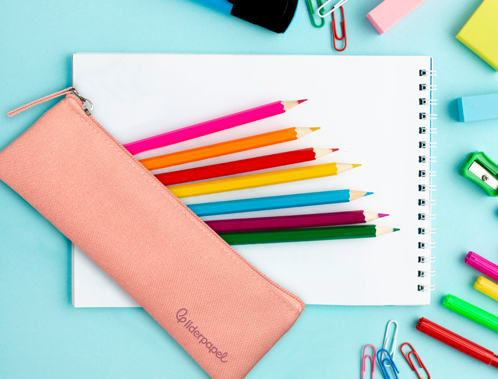 ESTOJO ESCOLAR LIDERPAPEL PLANO ESTREITO UM FECHO 200X60 MM ROSA