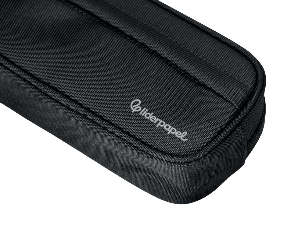 ESTOJO ESCOLAR LIDERPAPEL OVALADO 2 FECHOS COM BOLSO FRONTAL 210X90 MM PRETO