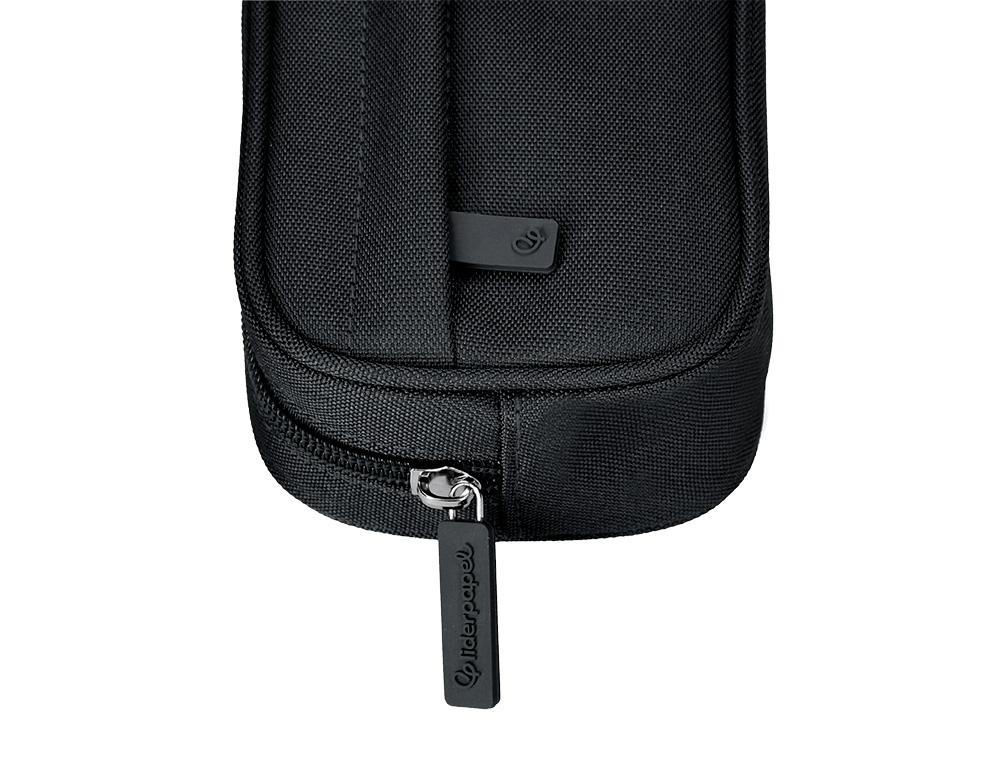 ESTOJO ESCOLAR LIDERPAPEL OVALADO 2 FECHOS COM BOLSO FRONTAL 210X90 MM PRETO