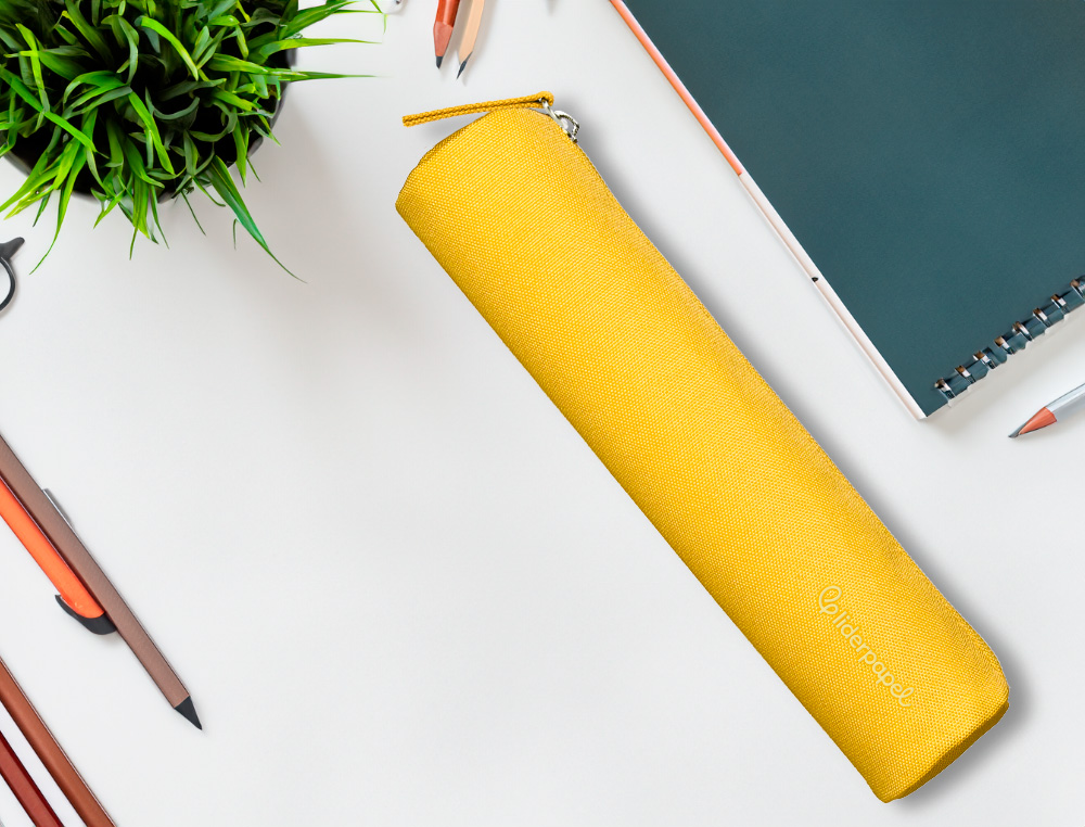 ESTOJO ESCOLAR LIDERPAPEL CILINDRICO ESTREITO 220X45 MM AMARELO