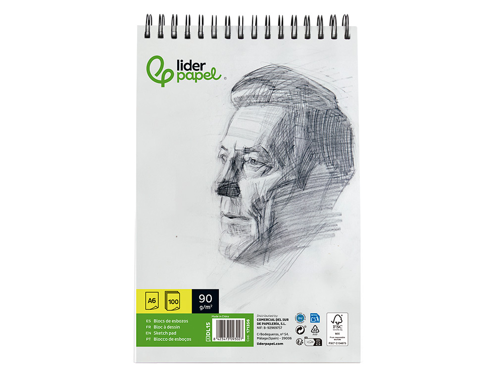 BLOCO DE ESBOCOS LIDERPAPEL ESPIRAL DIN A6 100 FOLHAS 90 GR SEM ESQUADRIA