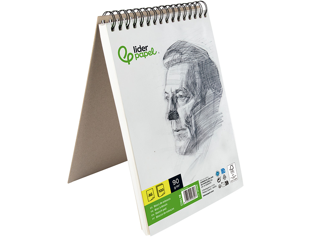 BLOCO DE ESBOCOS LIDERPAPEL ESPIRAL DIN A6 100 FOLHAS 90 GR SEM ESQUADRIA