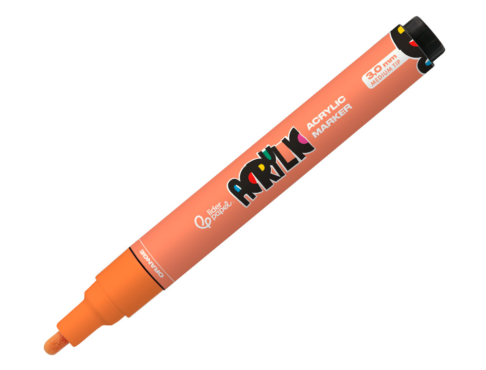 MARCADOR LIDERPAPEL ACRYLIC BASE AGUA TODO TIPO DE SUPERFICIE PONTA REDONDA 3 MM LARANJA