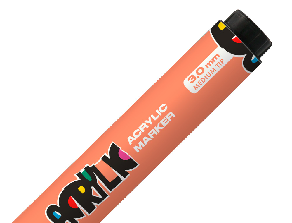 MARCADOR LIDERPAPEL ACRYLIC BASE AGUA TODO TIPO DE SUPERFICIE PONTA REDONDA 3 MM LARANJA