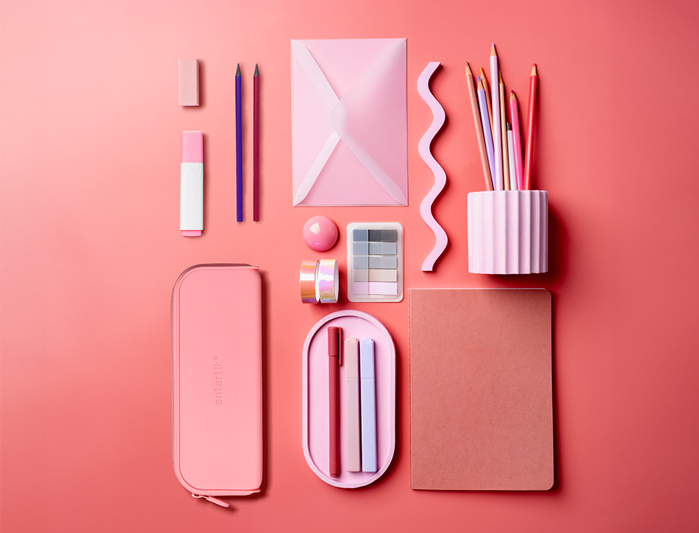 ESTOJO ESCOLAR ANTARTIK PRISMA SILICONE SOFT RETANGULAR 185X50X75 MM ROSA CHICLETE