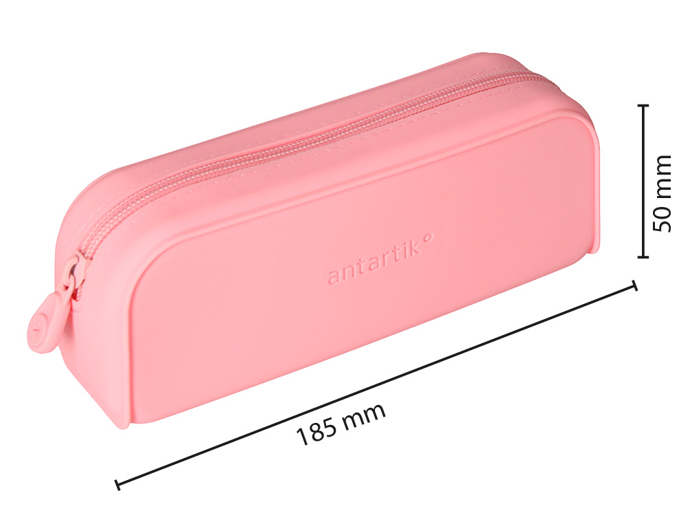 ESTOJO ESCOLAR ANTARTIK PRISMA SILICONE SOFT RETANGULAR 185X50X75 MM ROSA CHICLETE