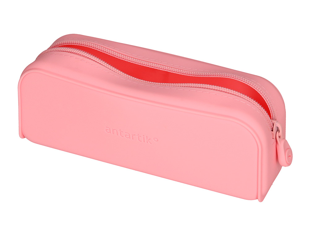 ESTOJO ESCOLAR ANTARTIK PRISMA SILICONE SOFT RETANGULAR 185X50X75 MM ROSA CHICLETE