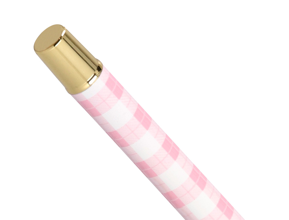 ESFEROGRAFICA BELIUS PICNIC ALUMINIO COR ROSA DOURADO TINTA COR AZUL CAIXA DE DESIGN