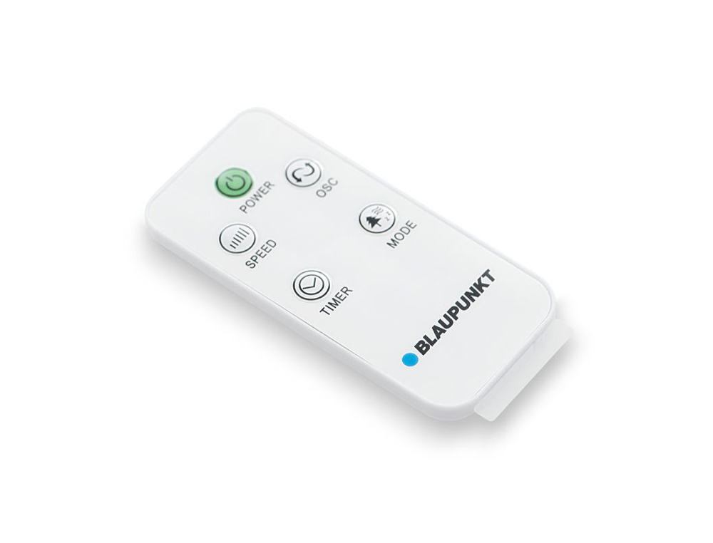 VENTILADOR BLAUPUNKT DE PE BASE REDONDA 5 LAMINAS 3 VELOCIDADES ALTURA REGULAVEL COM COMANDO DISTANCIA+TEMPORIZADOR 45W
