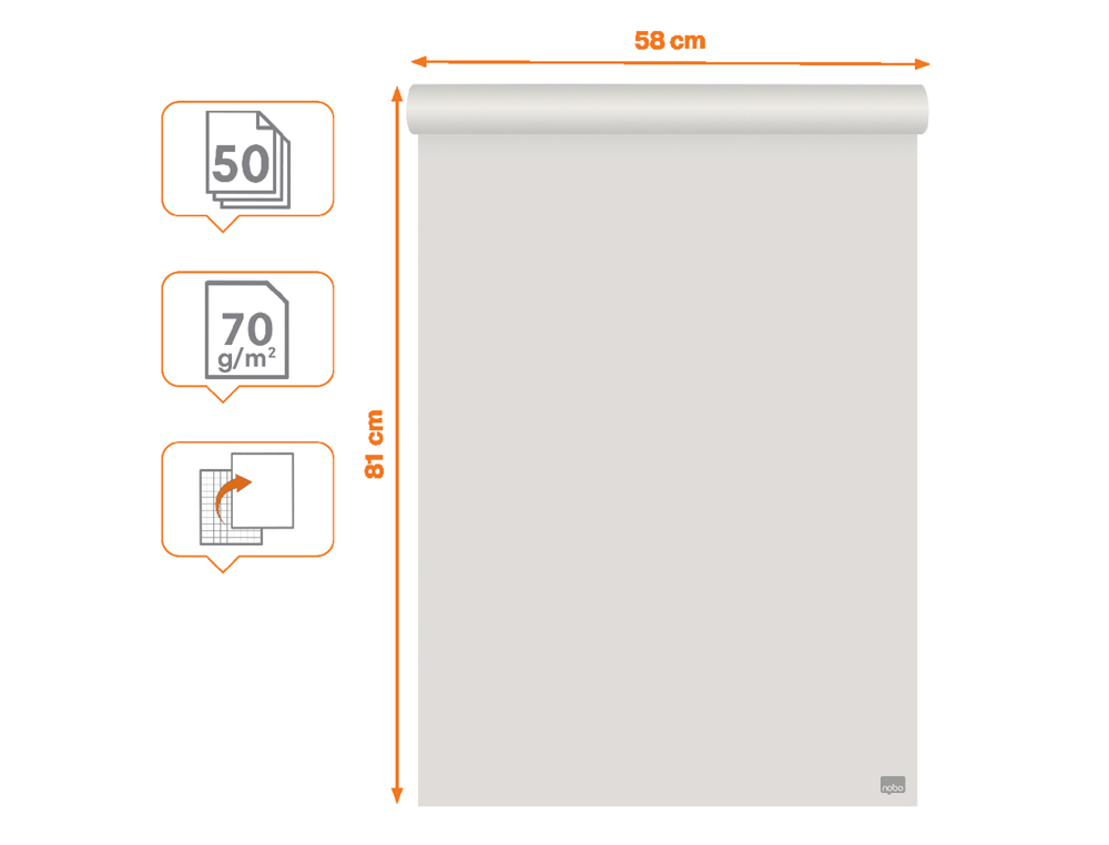 BLOCO DE CONGRESSO NOBO PAPEL RECICLADO QUADRICULADO/LISO 580X810 MM 50 FOLHAS 70 GR