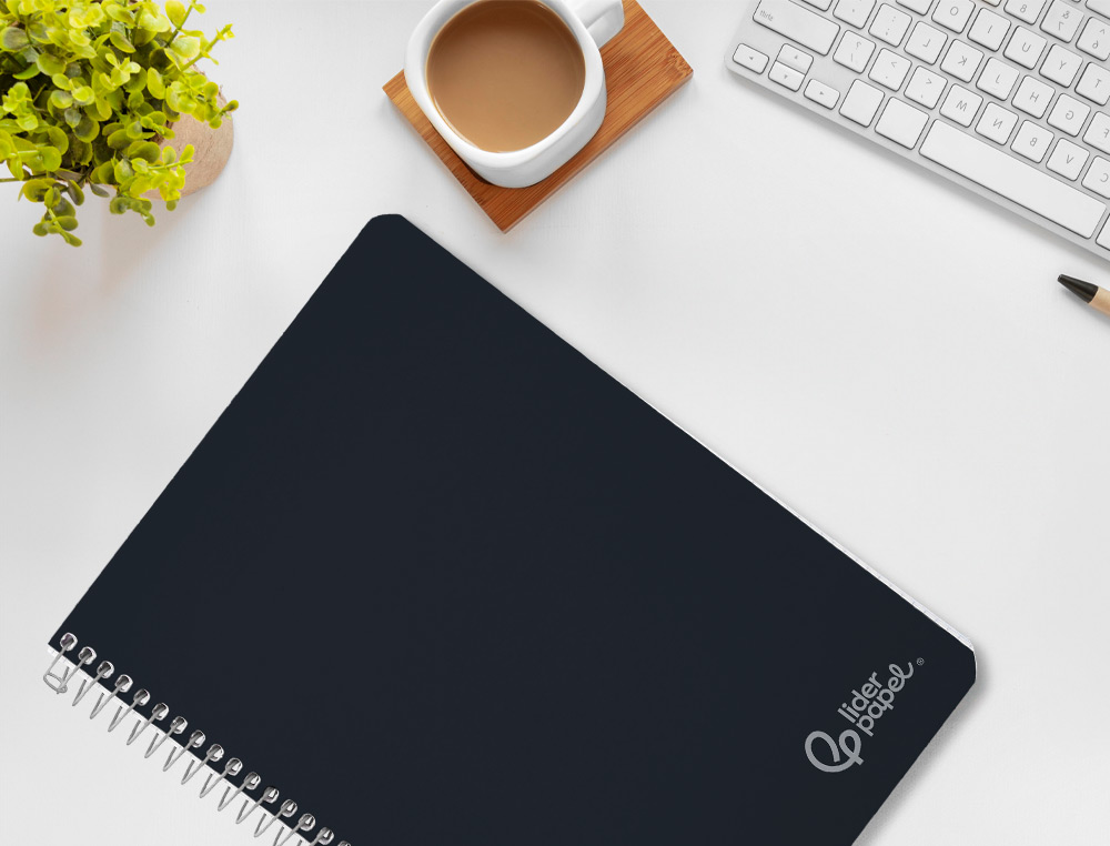 CADERNO ESPIRAL LIDERPAPEL DIN A4 WITTY CAPA DURA 80F 90GR PAUTADO COM MARGEM COR PRETO