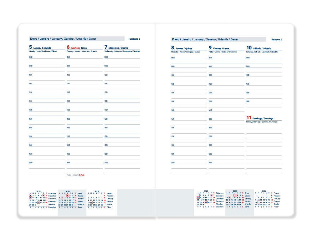 AGENDA ESPIRAL LIDERPAPEL CLASSIC A4 2026 SEMANA VISTA PRETO PAPEL 70 GR FSC