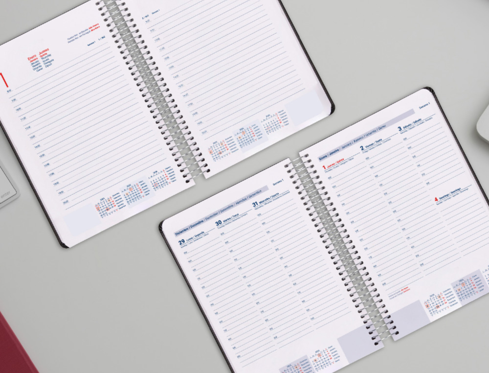 AGENDA ESPIRAL LIDERPAPEL CLASSIC A4 2026 SEMANA VISTA PRETO PAPEL 70 GR FSC