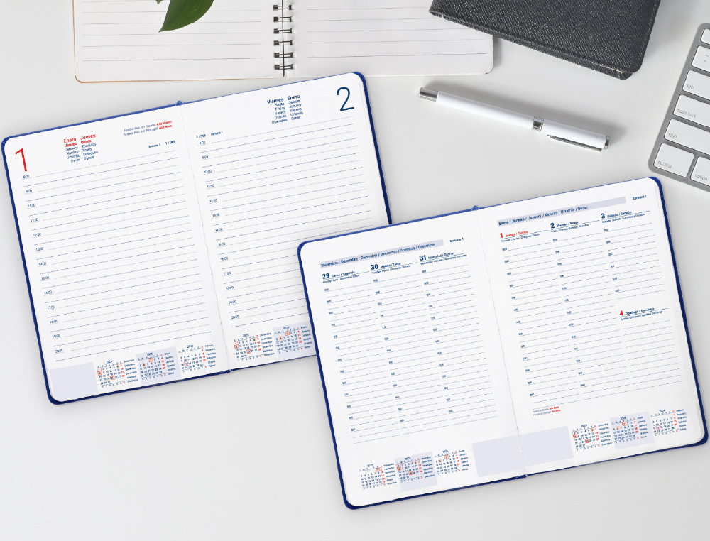 AGENDA ENCADERNADA LIDERPAPEL CRETA 8X15 2026 SEMANA VISTA AZUL ESCURO PAPEL 70 GR FSC
