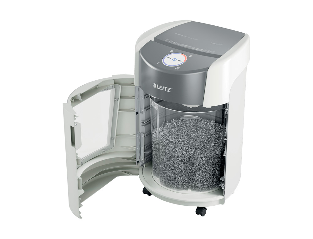 DESTRUIDORA DE DOCUMENTOS LEITZ OPTIMAX 350 SMALL OFFICE P5 CAPACIDADE CORTE 8 FOLHAS DESTROI AGRAFES CLIPS 22 LITROS