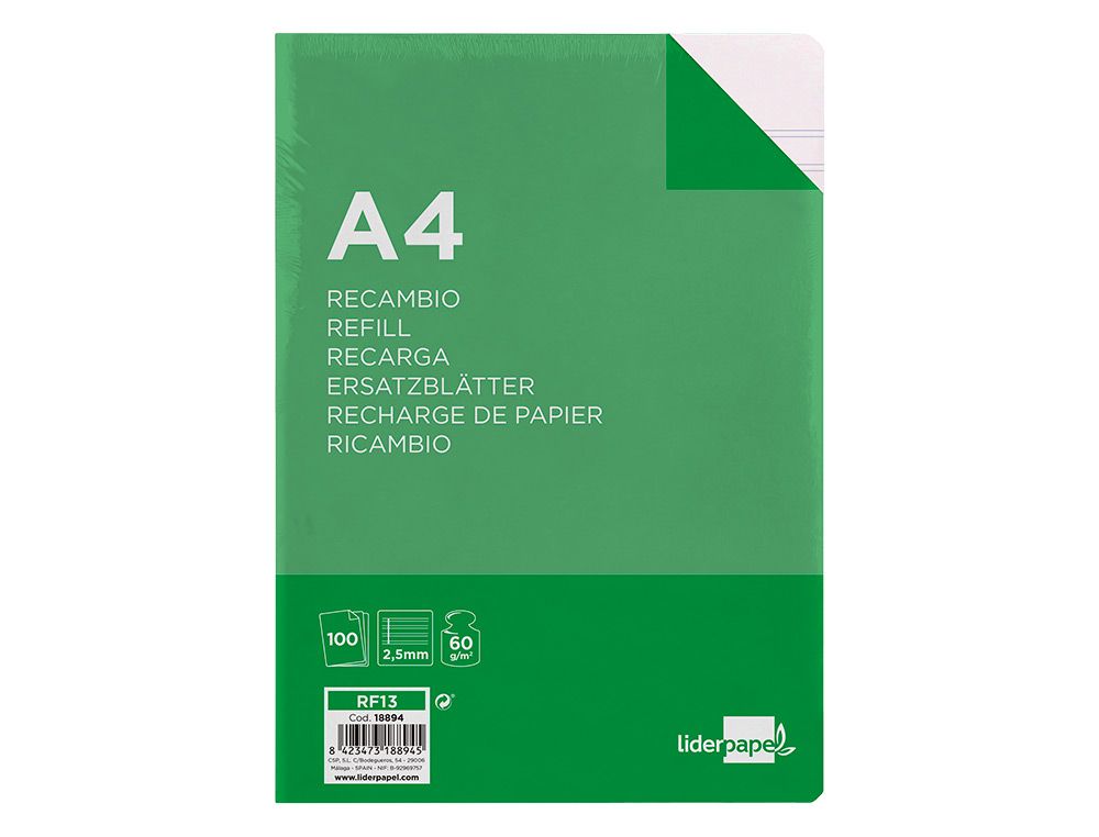 RECARGA LIDERPAPEL FOLIO 100 F 16TF-03 2 LINHAS PAUTA ESTREITA 16 FUROS